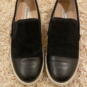 Steve Madden black suede slip on sneakers